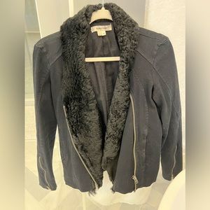Helmut Lang black denim shearling jacket - size medium
